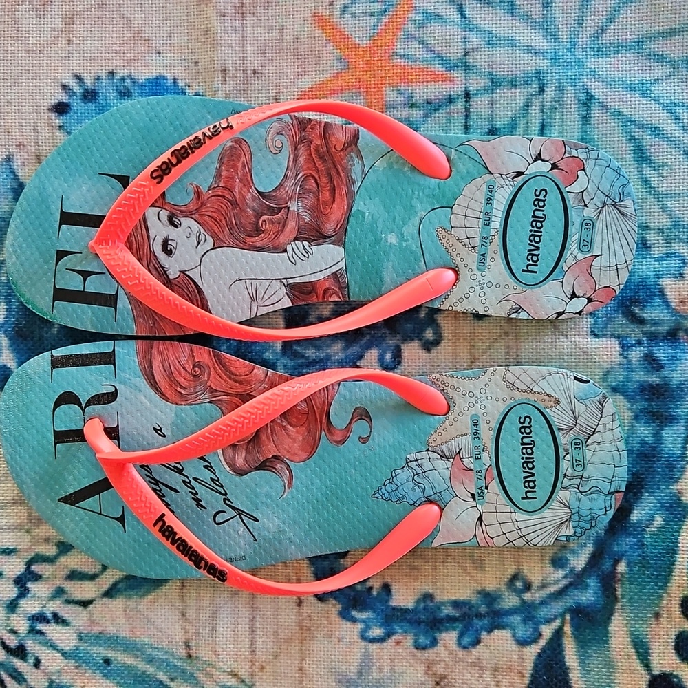 Havaianas Disney Ariel Flip Flops Size 7/8 - Picture 2 of 16